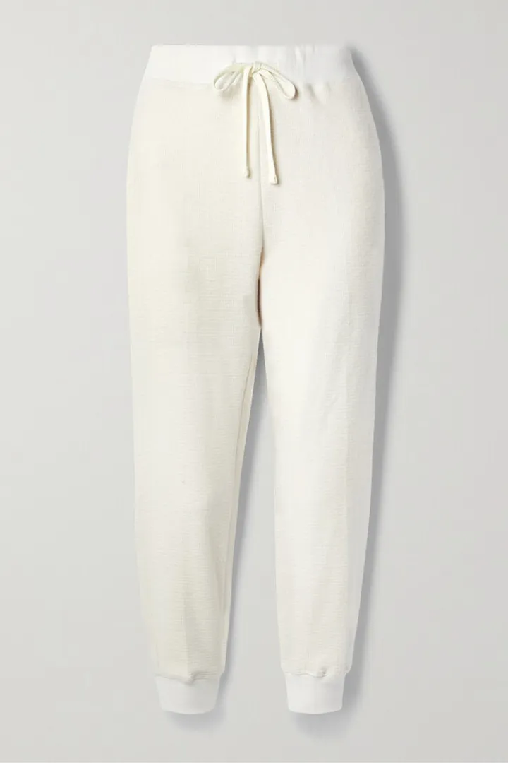James Perse - Waffle-knit Cotton And Cashmere-blend Tapered Track Pants - Off-white