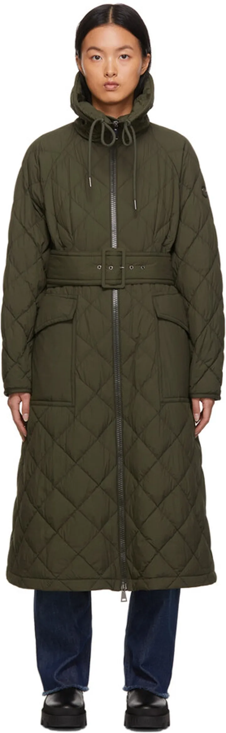 Moncler Khaki Down Caprier Long Coat