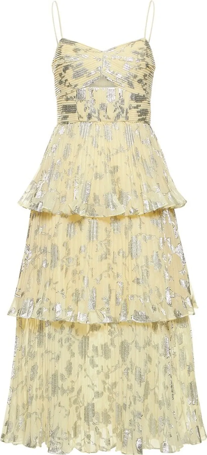 Metallic jacquard midi dress
