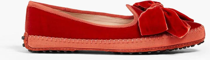 Bow-embellished velvet loafers