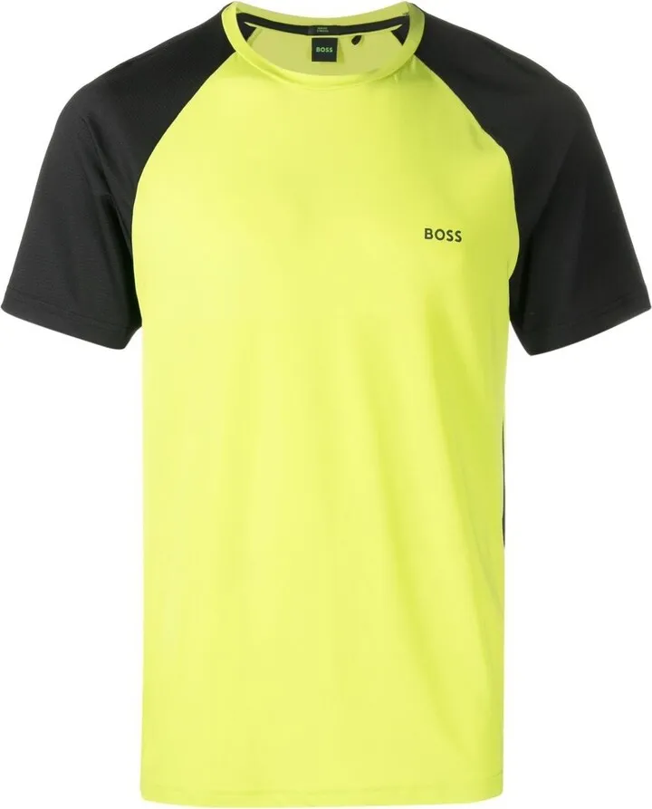 logo-print colour-block panelled T-shirt