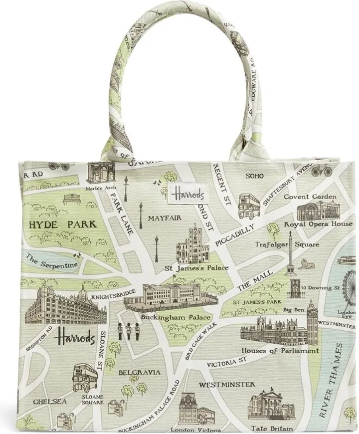 Harrods West End Map Grocery Shopper Bag