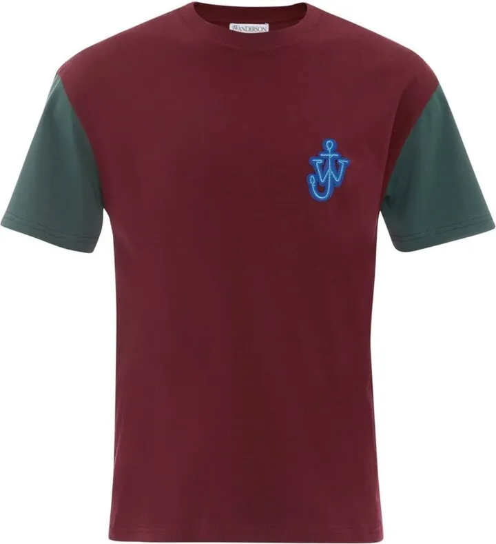 Anchor-patch contrast-sleeves T-shirt
