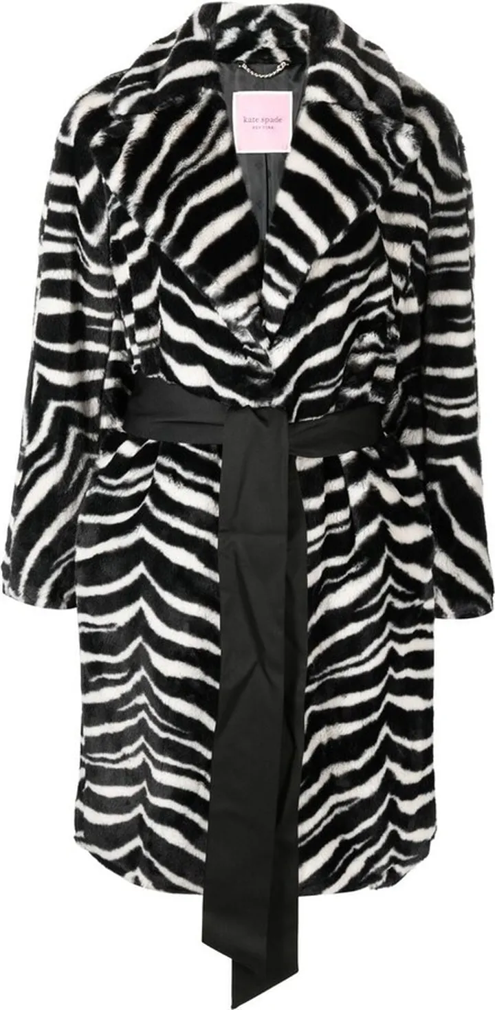 Zebra-Print Faux-Fur Coat