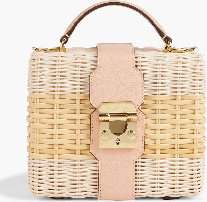 Harley leather-trimmed rattan tote