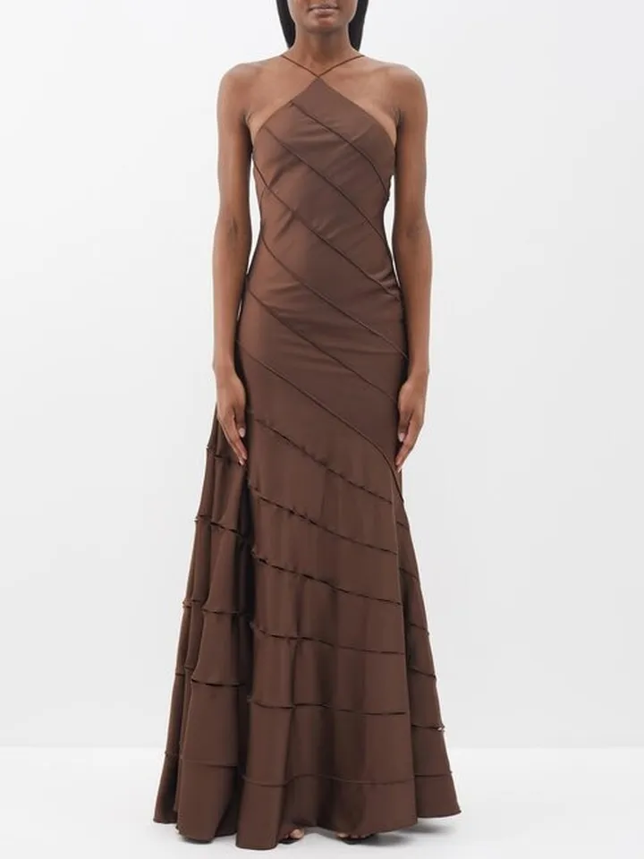 Santana Halterneck Satin Gown