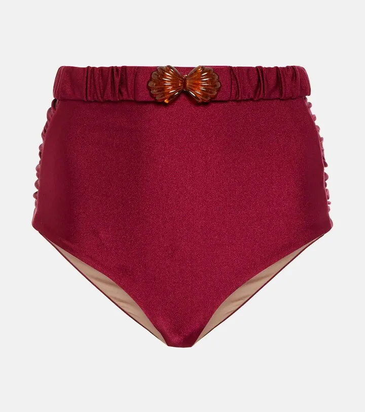 High-rise belted bikini bottoms