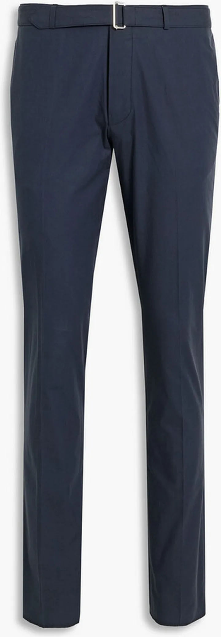 Paul slim-fit belted cotton-poplin pants