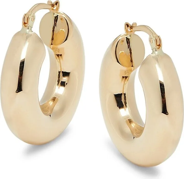 14K Yellow Gold Tube Hoop Earrings