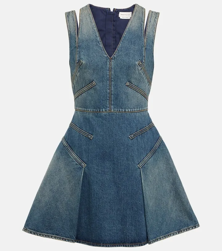 Cutout denim minidress