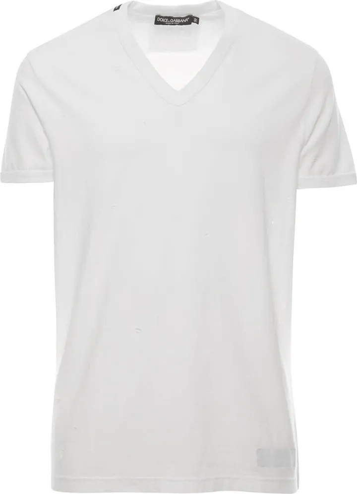 White T-shirt With All-over Rips And Ri-edition Logo Patch In Cotton Man