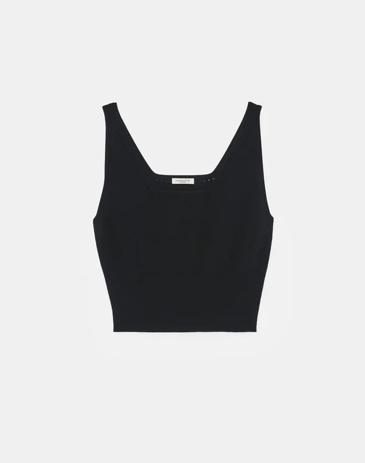 Merino Silk Ribbed Cropped Tank