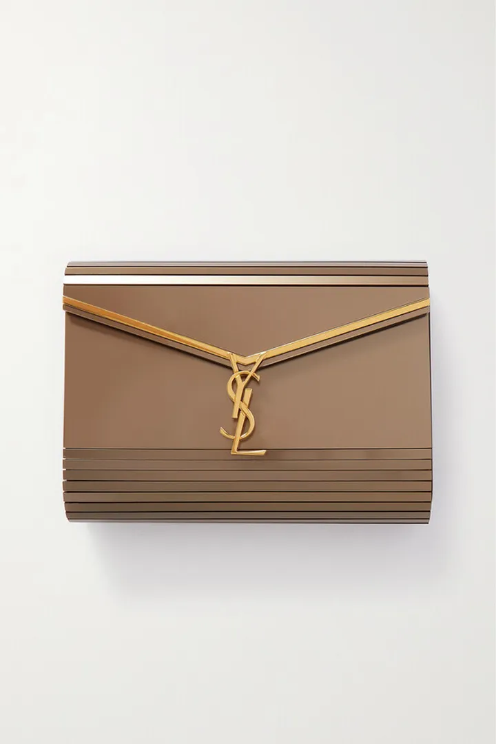 SAINT LAURENT - Cassandra Minaudiere Metallic Acrylic Shoulder Bag - Brown