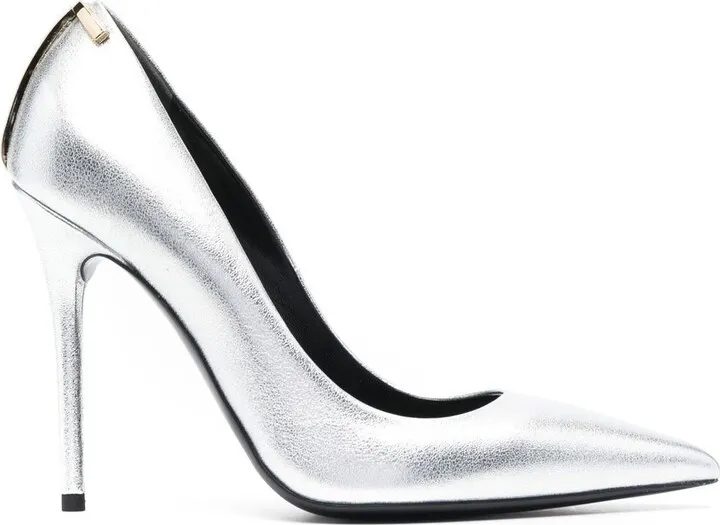 110mm Metallic-Finish Leather Pumps