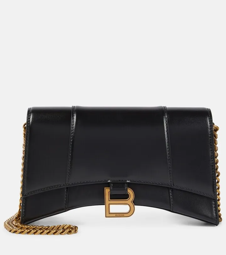 Hourglass leather shoulder bag