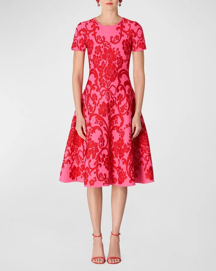 Paisley Knit Flare Midi Dress