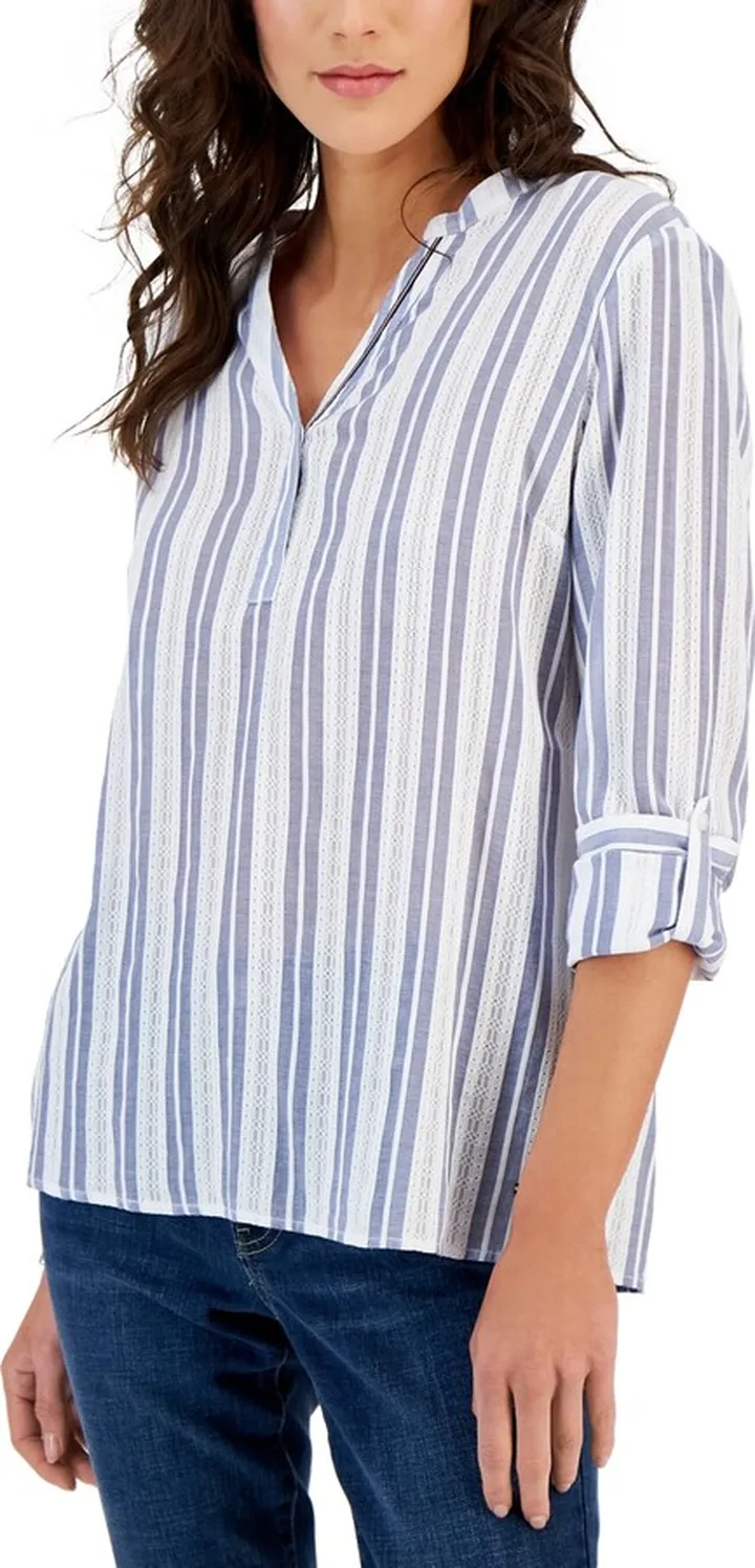 Tommy Hilfiger Women's Cotton Texture-Striped Tunic Top