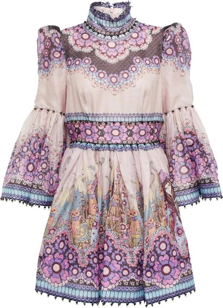 Celestial silk and linen minidress