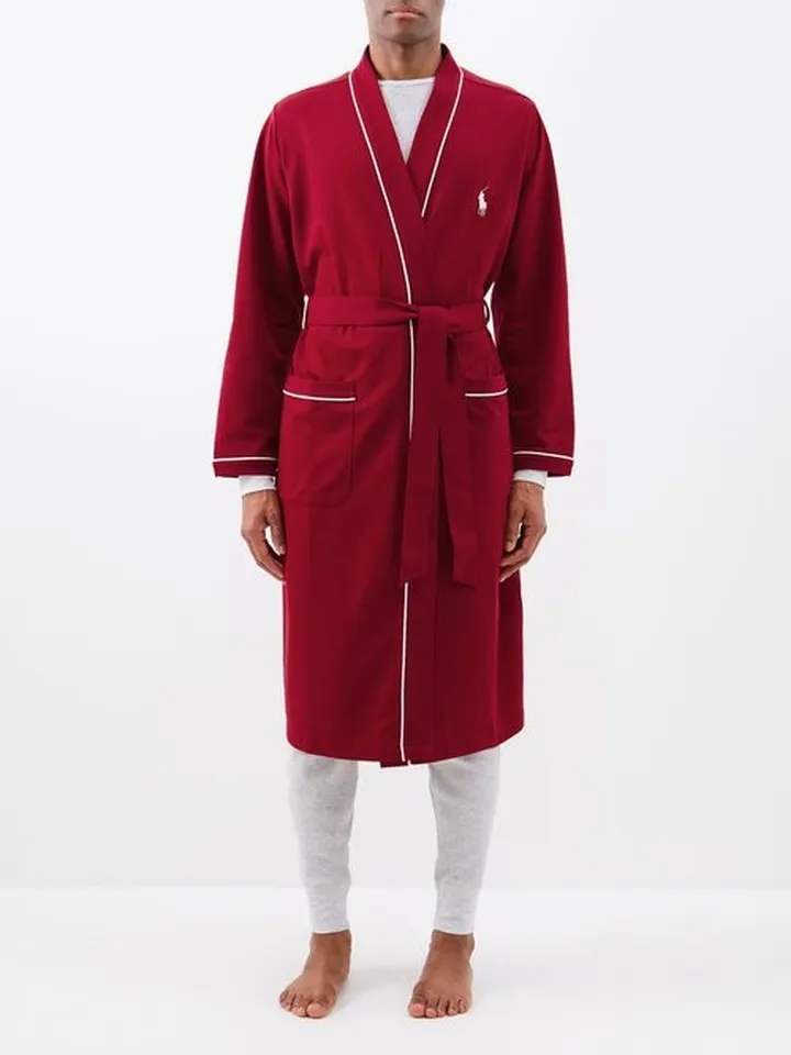 Logo-embroidered Cotton-blend Jersey Robe