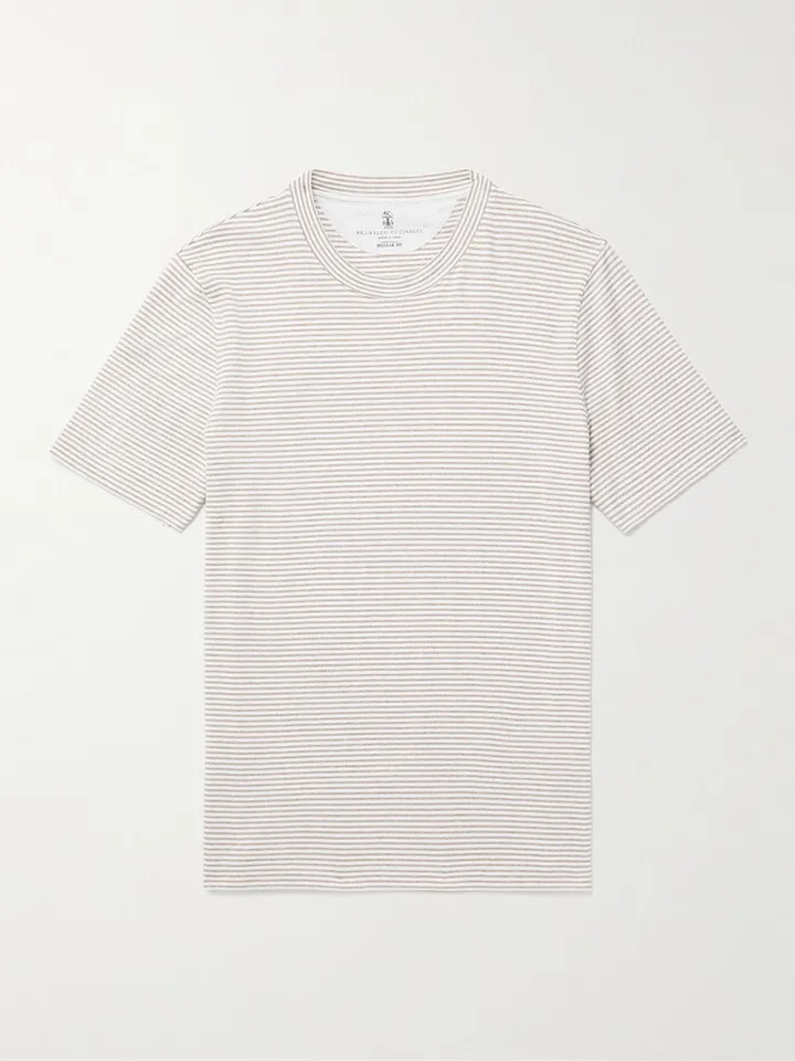 Striped Cotton and Linen-Blend Jersey T-Shirt