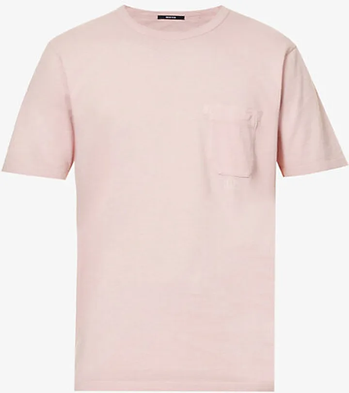 Mens Pale Mauve Resist-dyed ogo-print Crewneck Cotton-jersey T-shirt