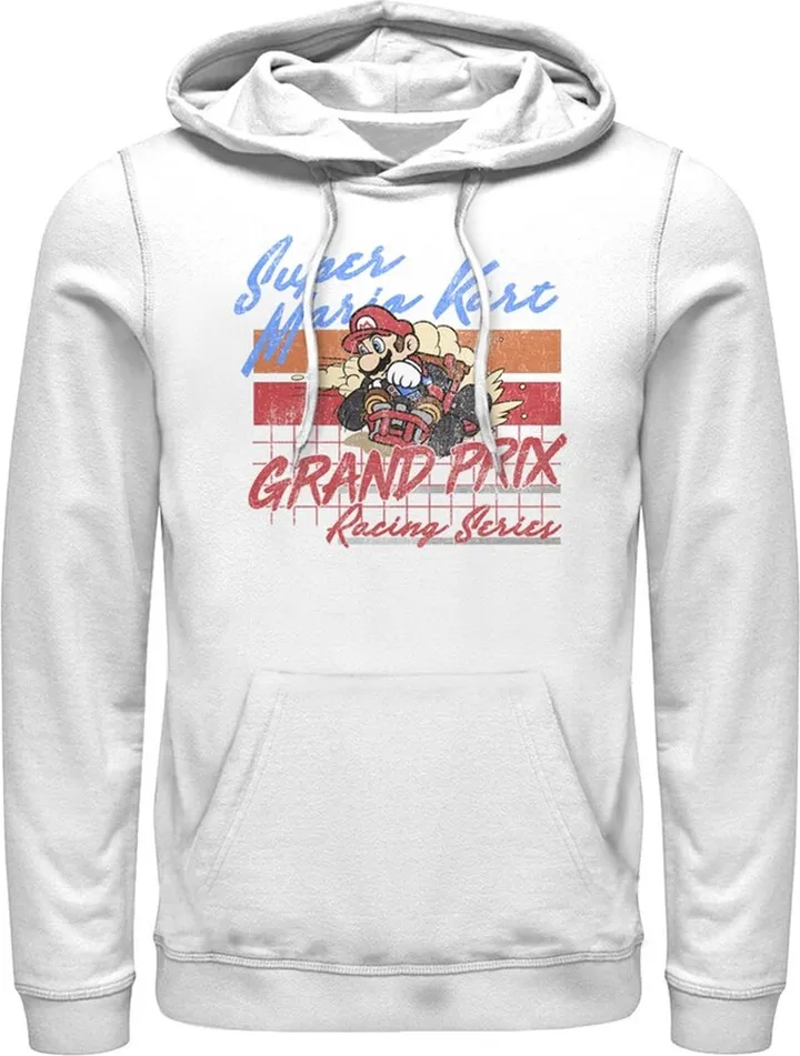 Men's Nintendo Mario Kart Retro Grand Prix Pull Over Hoodie - White - 3X Large