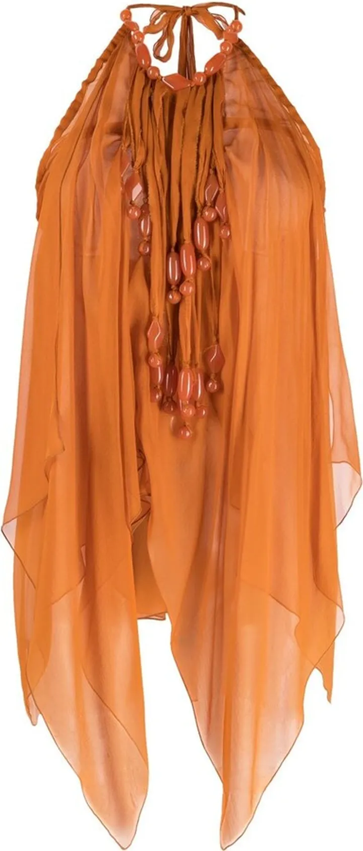 Beaded Halter Silk Top