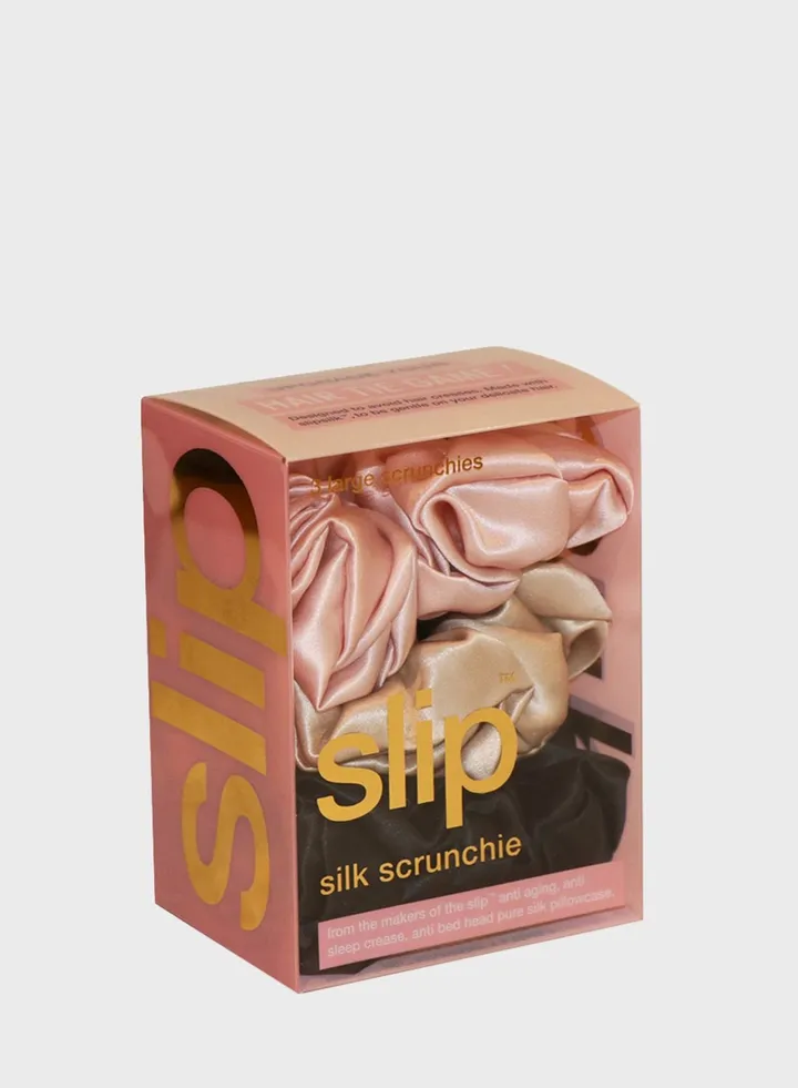 Silk Srunchies -Pink, Caramel, Black