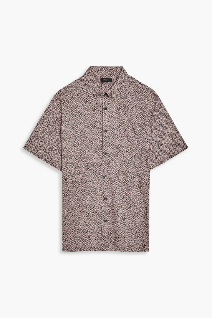 Printed cotton-blend poplin shirt