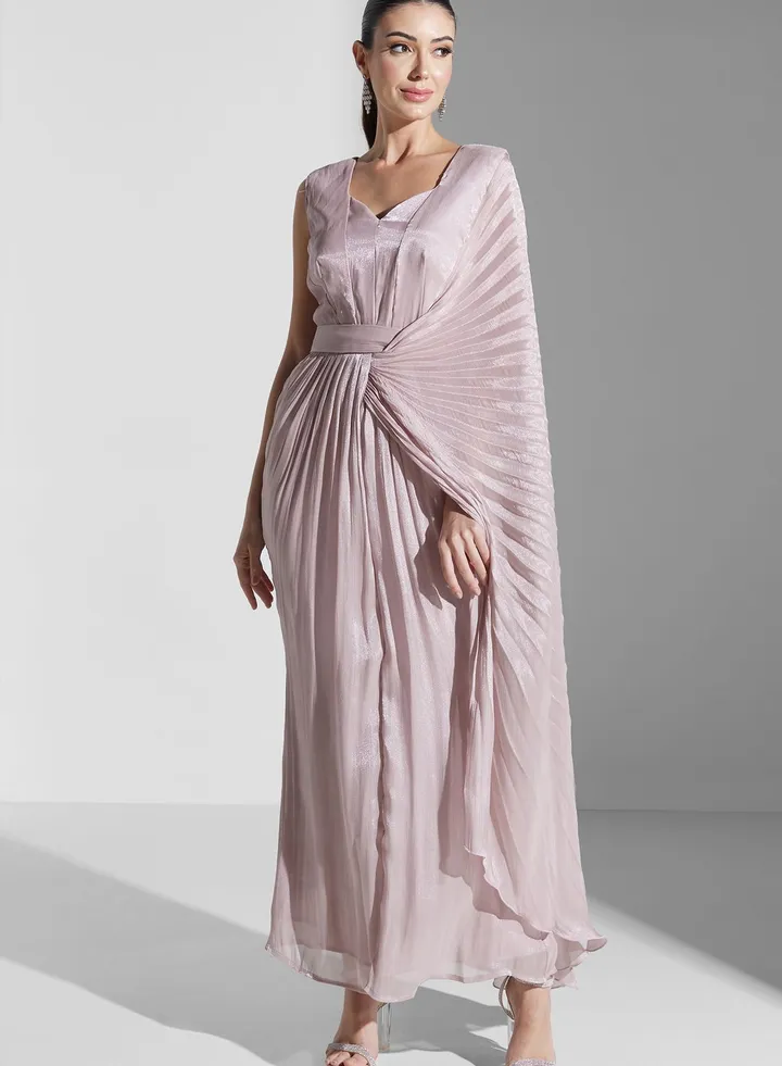 Plisse Wrap Dress