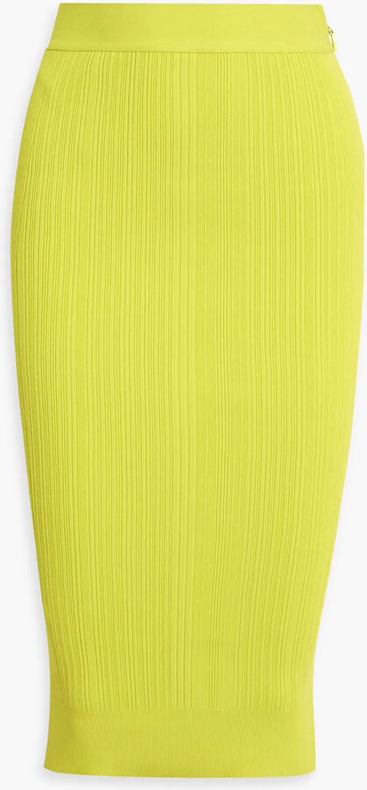 Ribbed-knit midi skirt