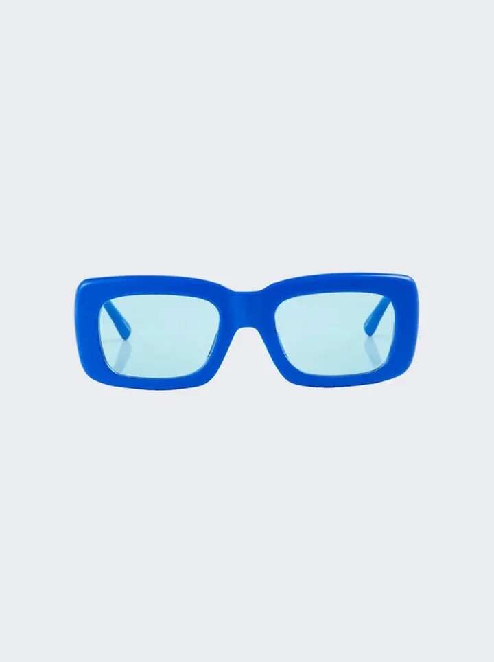 The Attico X Linda Farrow Marfa Rectangular Sunglasses Electric Blue
