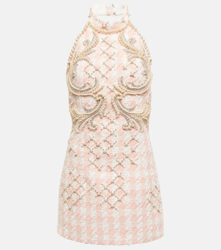 Embellished tweed minidress