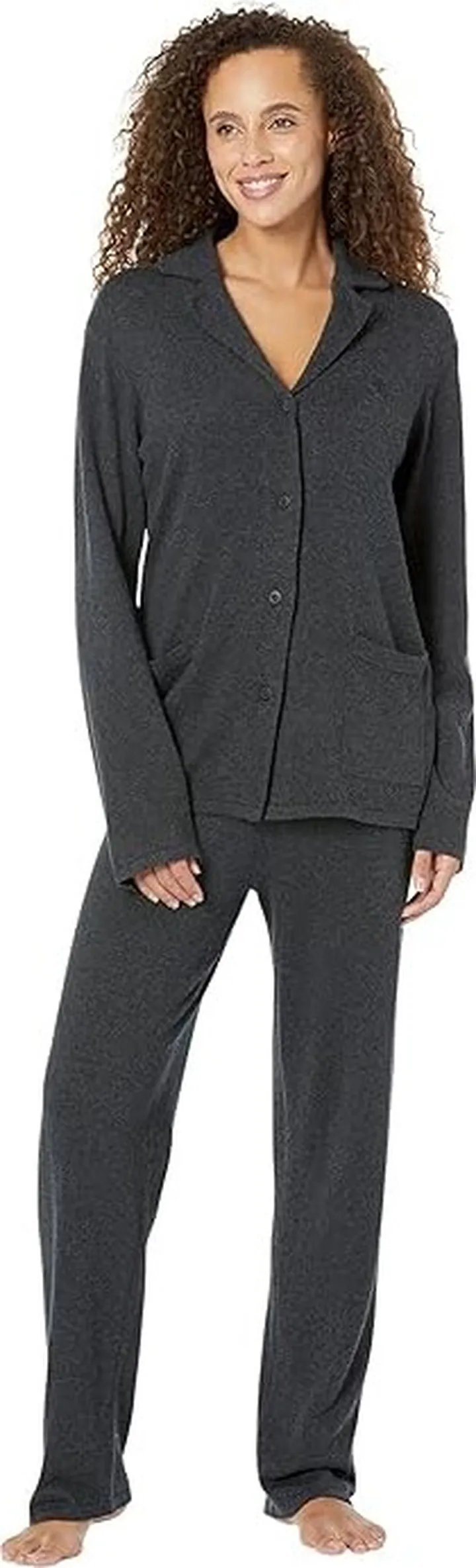 LAUREN Ralph Lauren Cotton Cashmere Notch PJ Set (Grey) Women's Pajama Sets