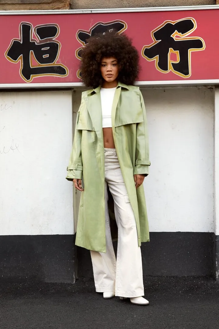 Nasty Gal Womens Belted Faux Leather Trench Coat