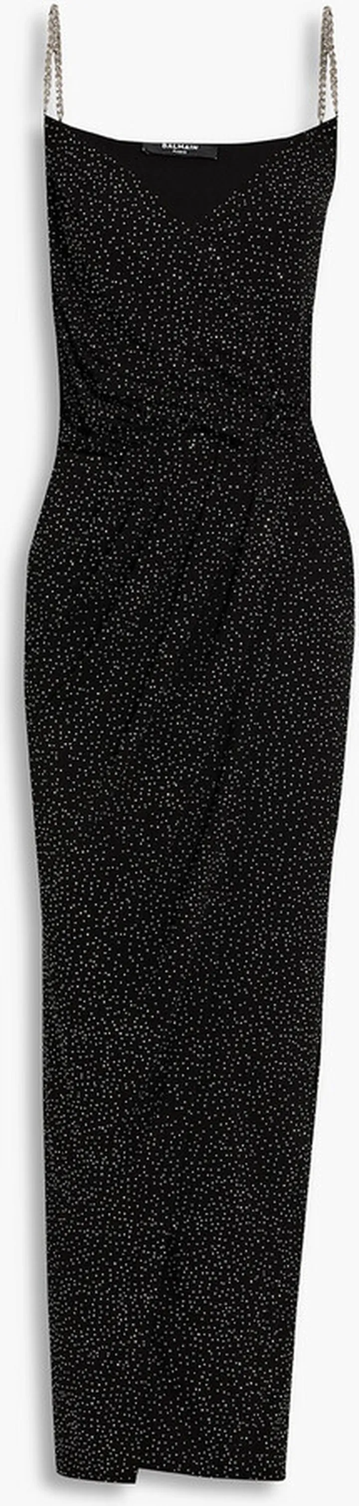 Wrap-effect crystal-embellished jersey maxi dress