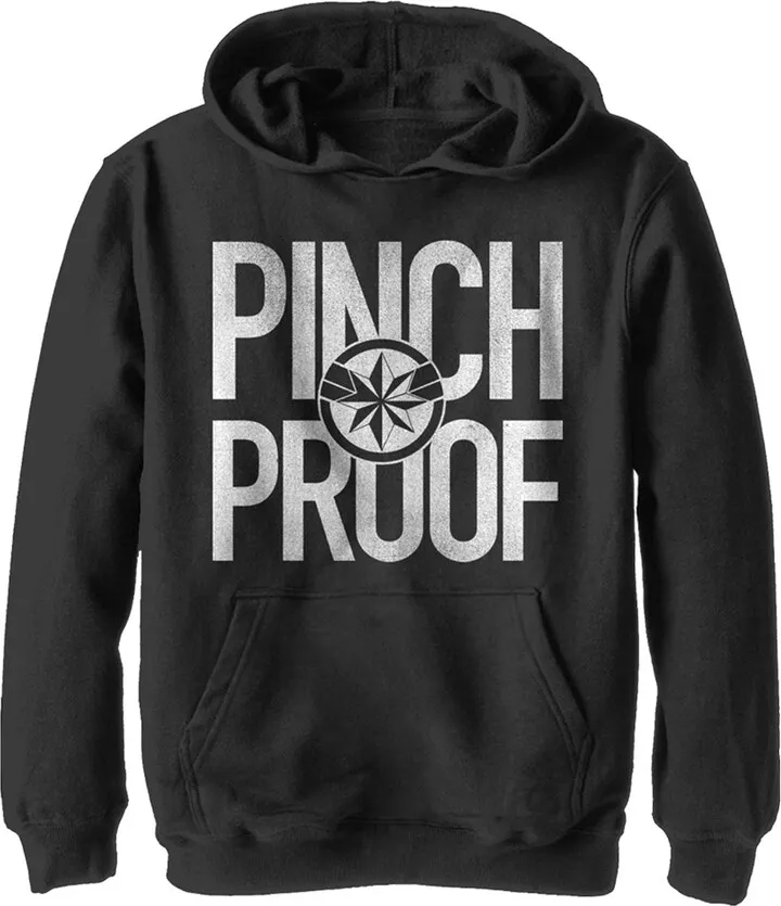Boy's Marvel St. Patrick's Day Captain Marvel Pinch Proof Pull Over Hoodie - Black - X Large