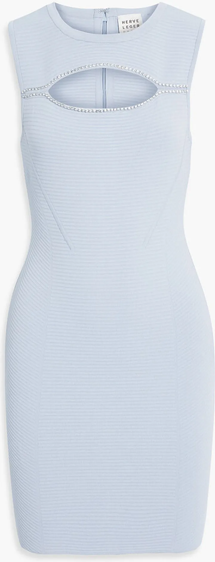 Embellished cutout textured-bandage mini dress