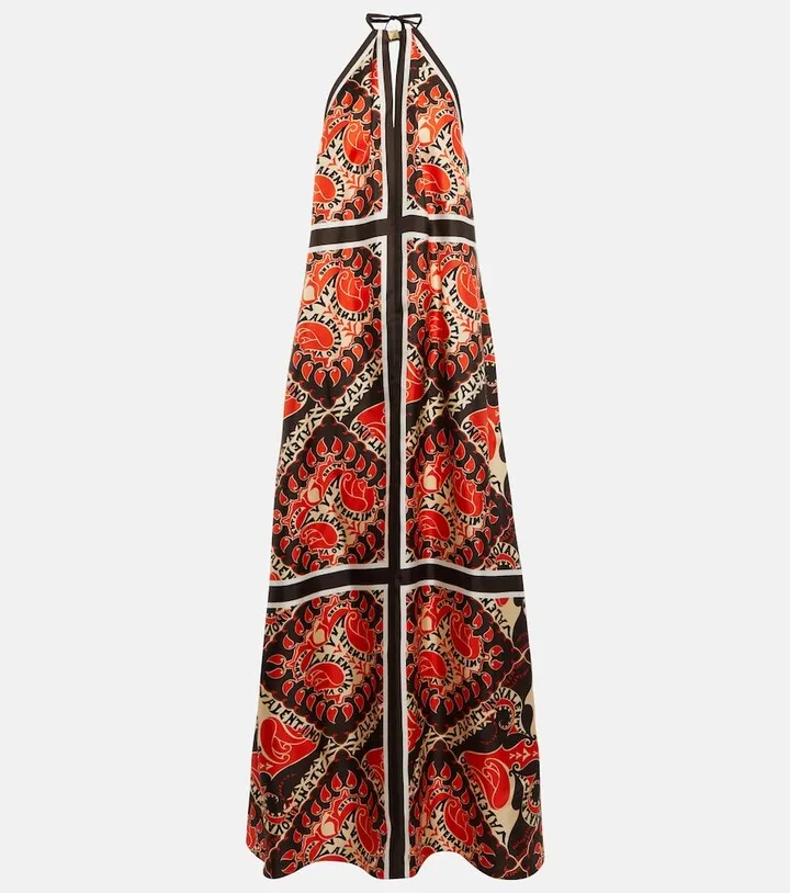 Mini Bandana printed silk maxi dress