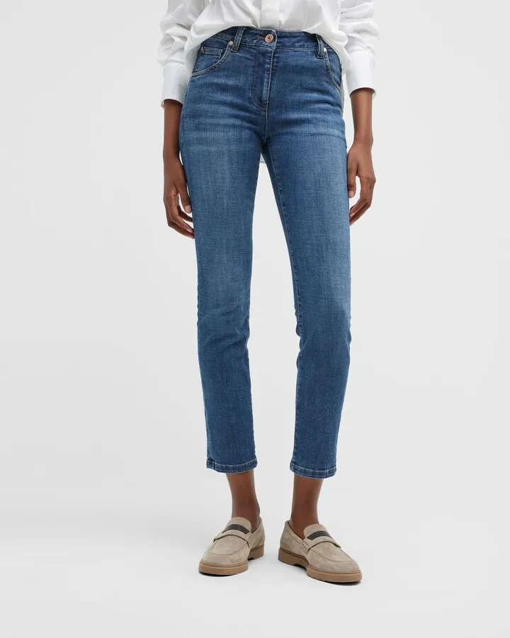 Cropped Straight-Leg Denim Jeans