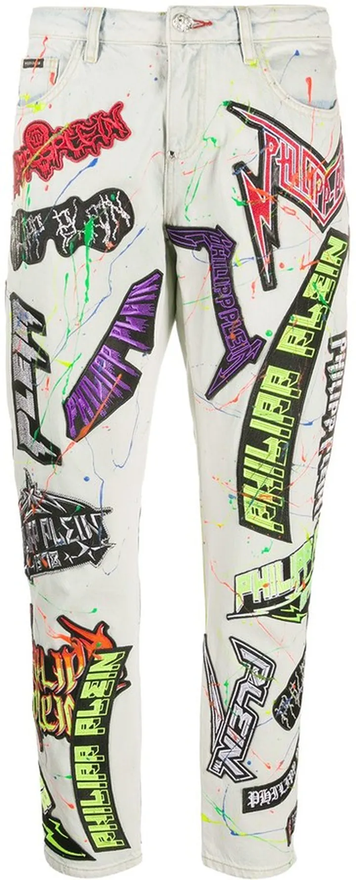 Logo-Patch Paint Splatter Jeans