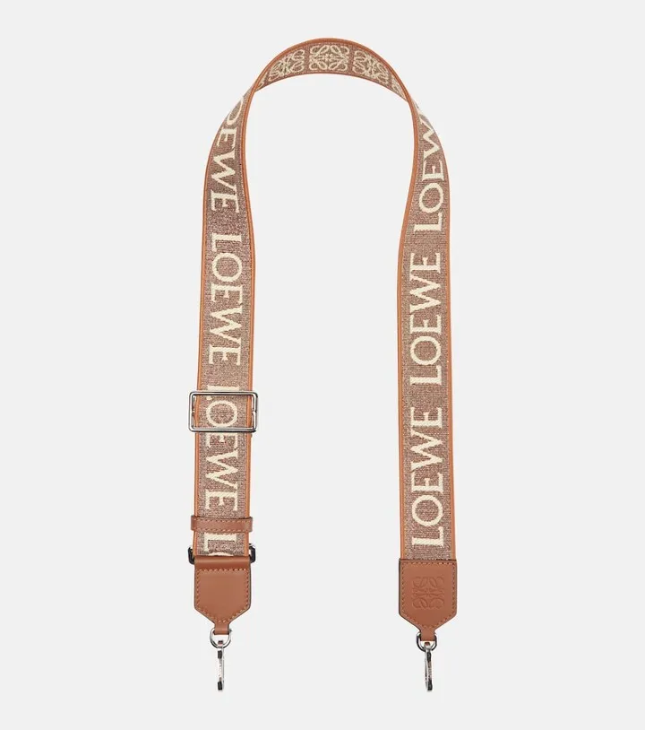 Anagram leather-trimmed bag strap