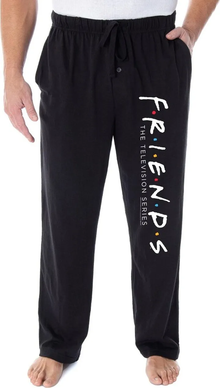 Friends The TV Series Men's Classic Logo Loungewear Sleep Pajama Pants (3XL) Black