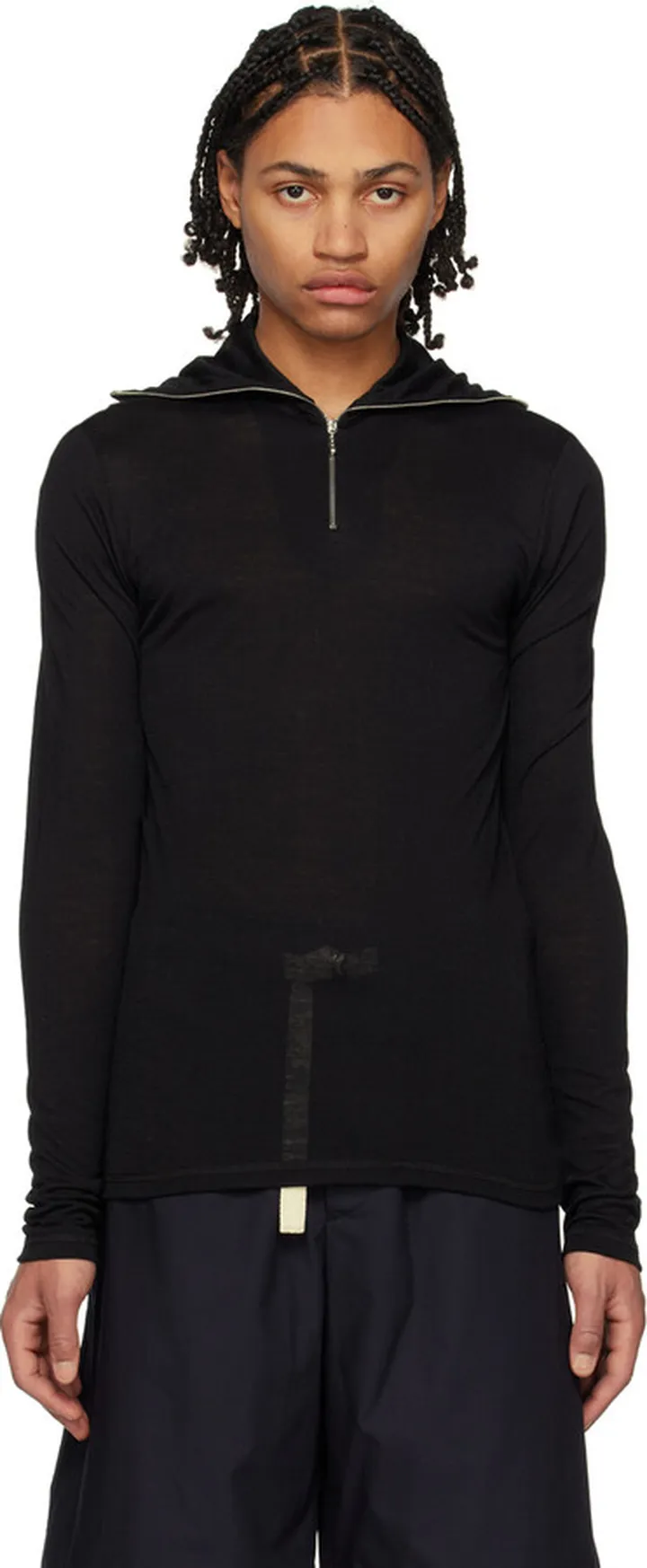 Jil Sander Black Zip-Up Sweater