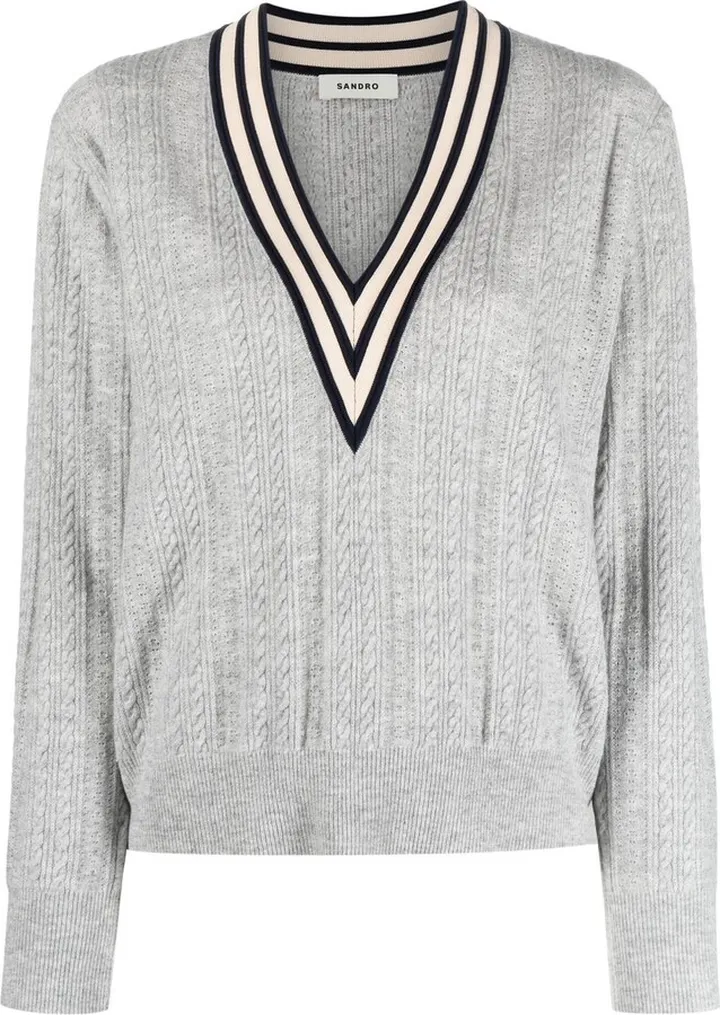 V-neck ribbed jumper