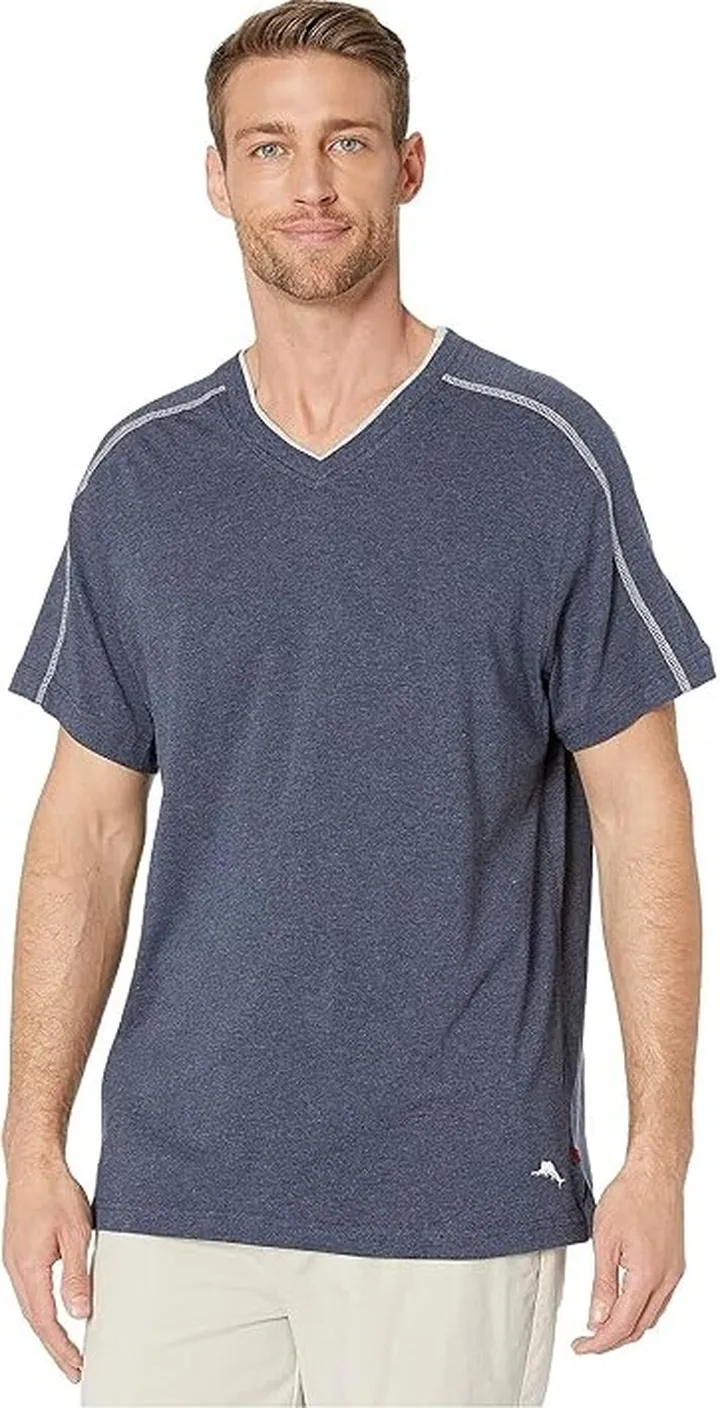 Tommy Bahama Cotton Modal Heather Lounge Tee (Navy Heather) Men's T Shirt