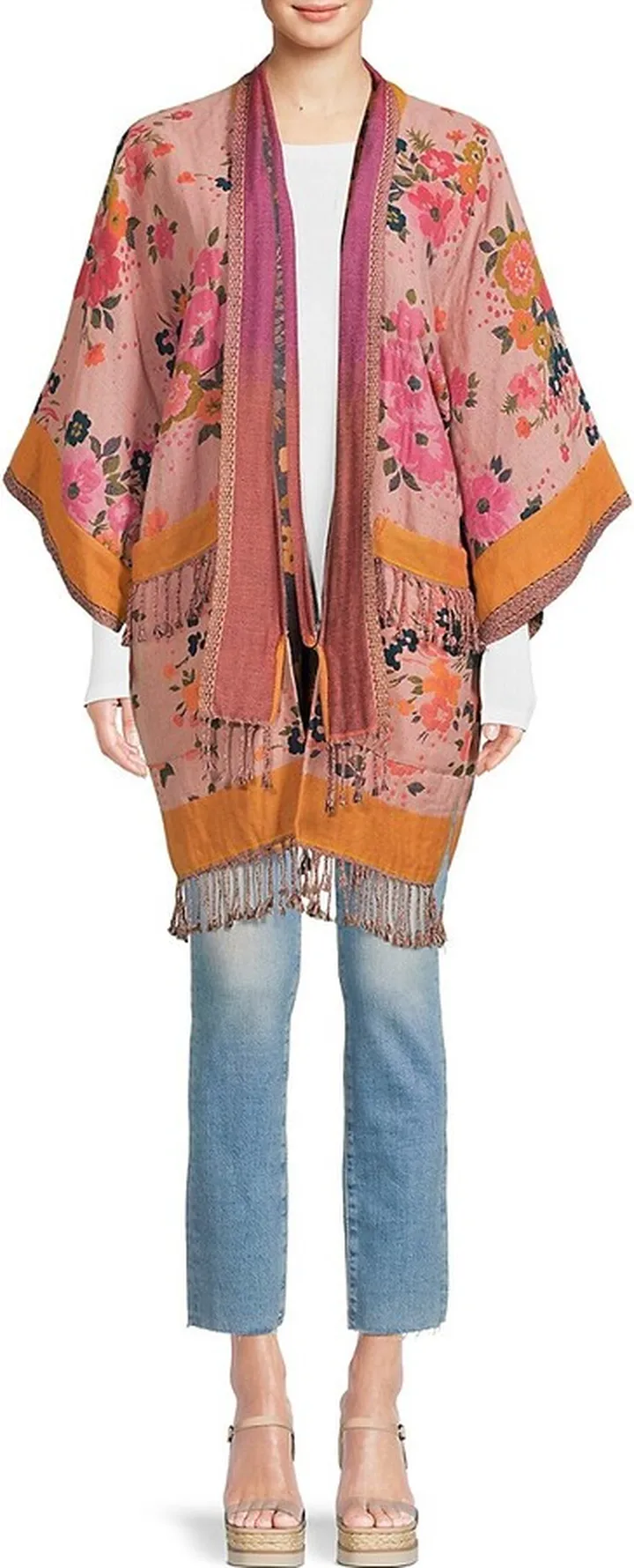 Floral Fringe Kimono