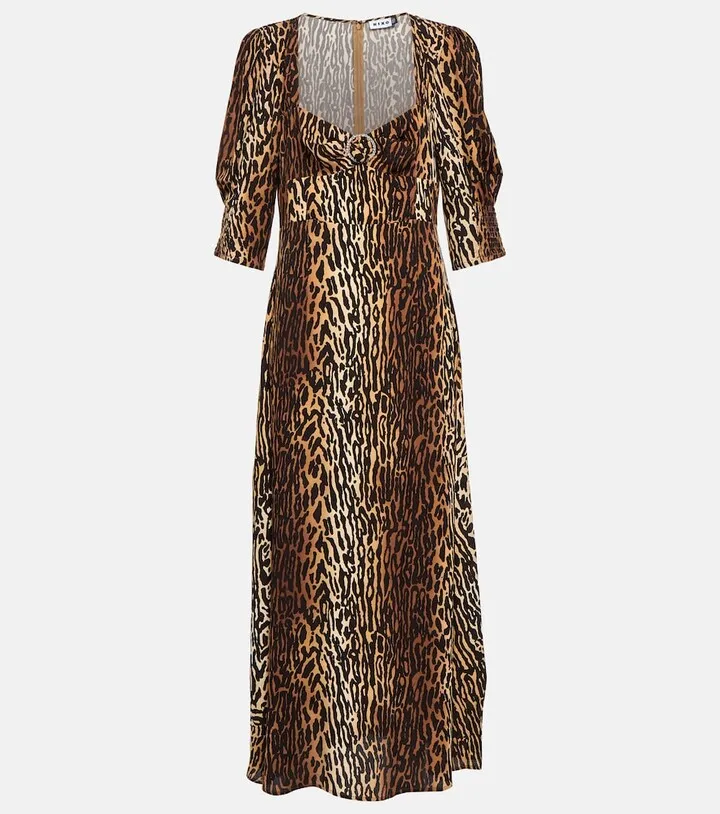 Karen leopard-print crepe midi dress