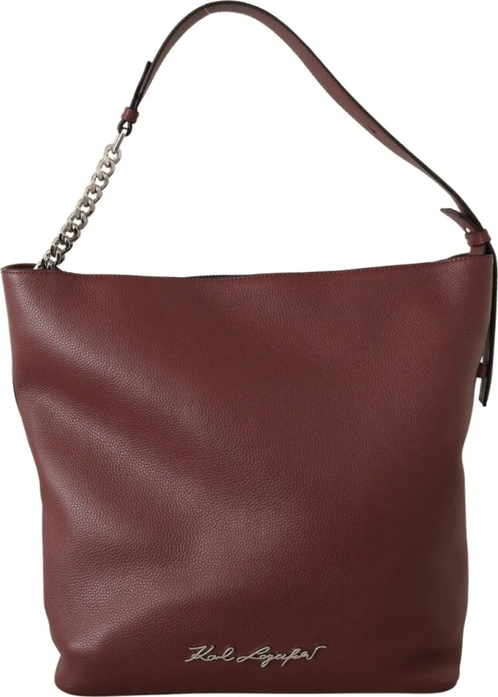 Karl Lagerfeld Wine Pebble Leather Tote Women's Bag