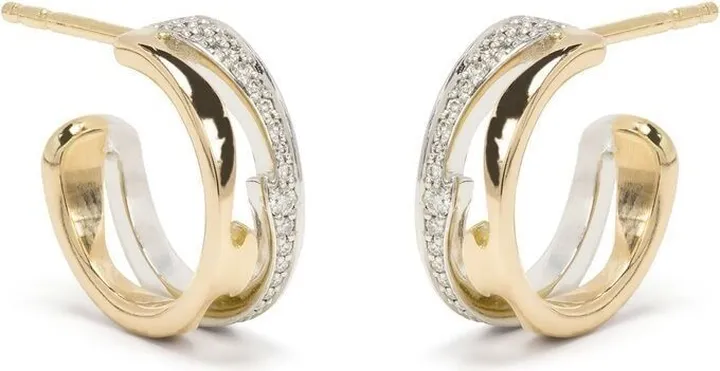 18kt white and yellow gold Fusion diamond hoop earring